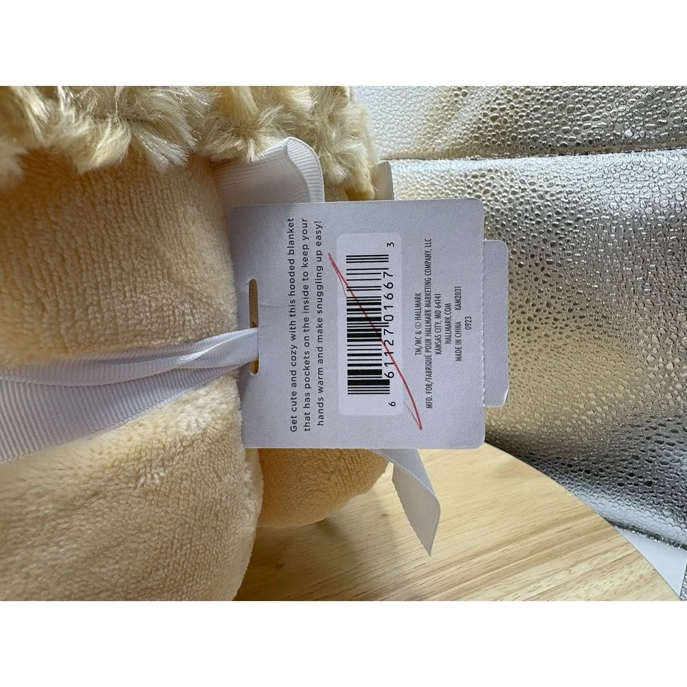 Hallmark Baby Dog Hooded Blanket with Pockets Beige 40x30 KAM2031Y NWT
